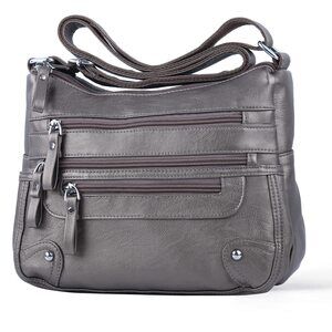 2436 10 Pockets Crossbody Purses Medium Pocketbooks Lightweight Satchel Bag
